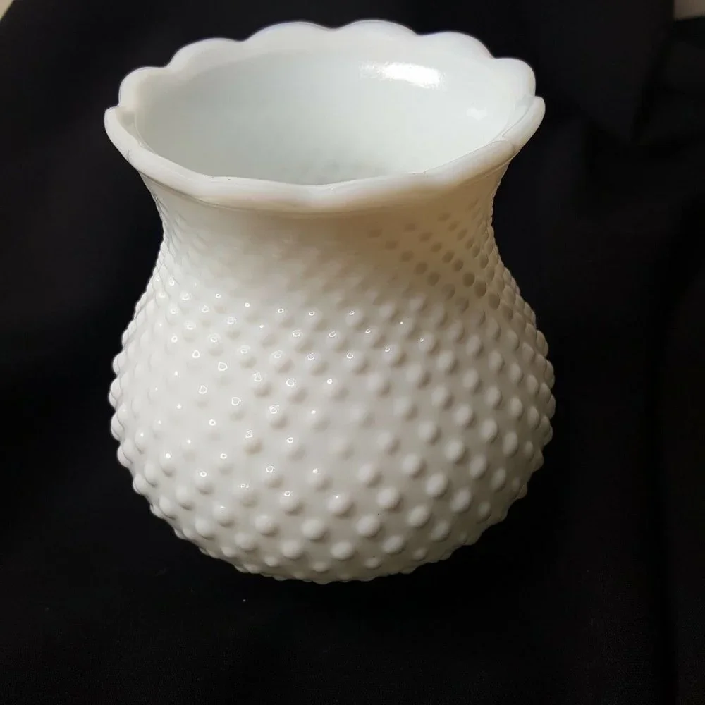 5.25” Milk Glass White Hobnail Oil Electric Lamp Shade 1.25